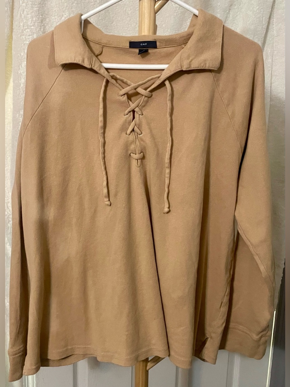 GAP Camel Lace-Up Shirt with Drawstring